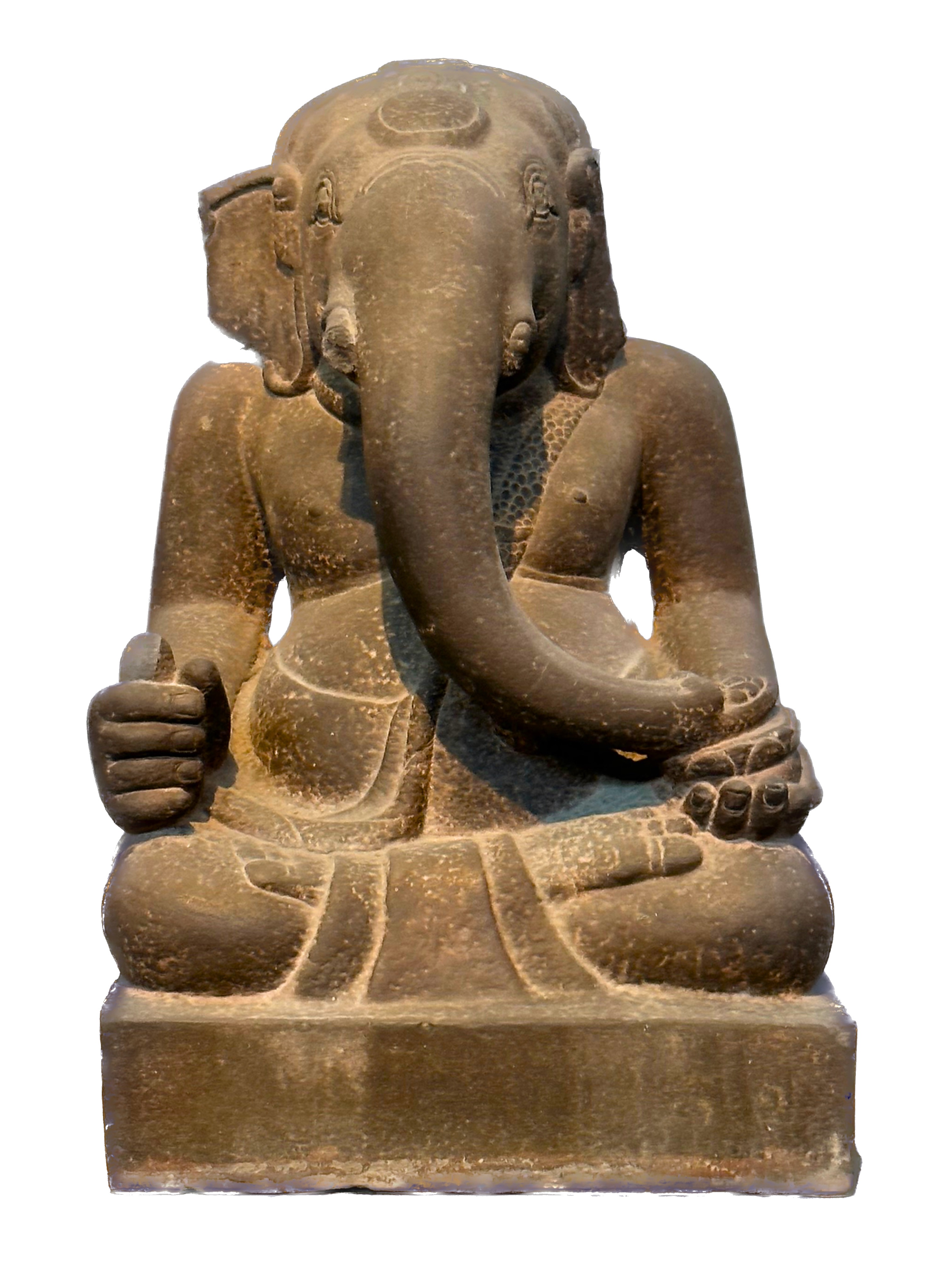 Tượng thần Ganesha từ Mỹ Sơn, thế kỷ 9, thể hiện sự pha trộn đặc sắc giữa ảnh hưởng Hindu Ấn Độ và phong cách Chăm bản địa
